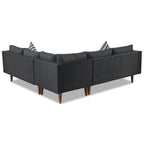4-Piece PE Wicker L-Shaped Sofa Set Black/Gray for 4-5 People with Pillows and Table