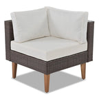 4-Piece PE Wicker L-Shaped Sofa Set Black/Gray for 4-5 People with Pillows and Table