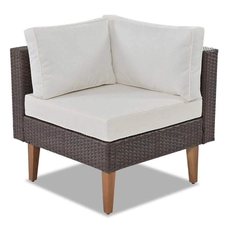 4-Piece PE Wicker L-Shaped Sofa Set Black/Gray for 4-5 People with Pillows and Table