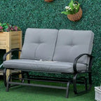 Outsunny Outdoor 2-Person Glider Rocking Chair with Cushions and Armrest for Backyard Garden