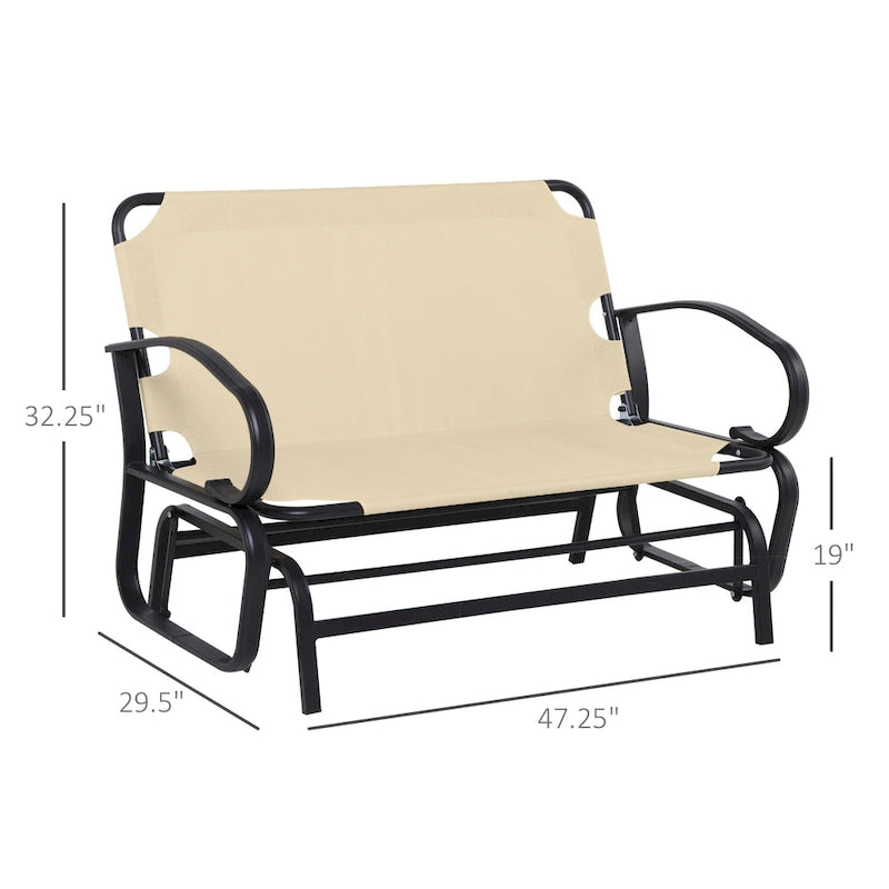 Outsunny Outdoor 2-Person Glider Rocking Chair with Cushions and Armrest for Backyard Garden