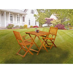3-Piece Foldable Acacia Wood Bistro Set Natural Oil 2 Armchairs 1 Table