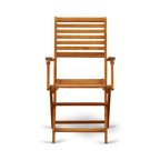 3-Piece Foldable Acacia Wood Bistro Set Natural Oil 2 Armchairs 1 Table