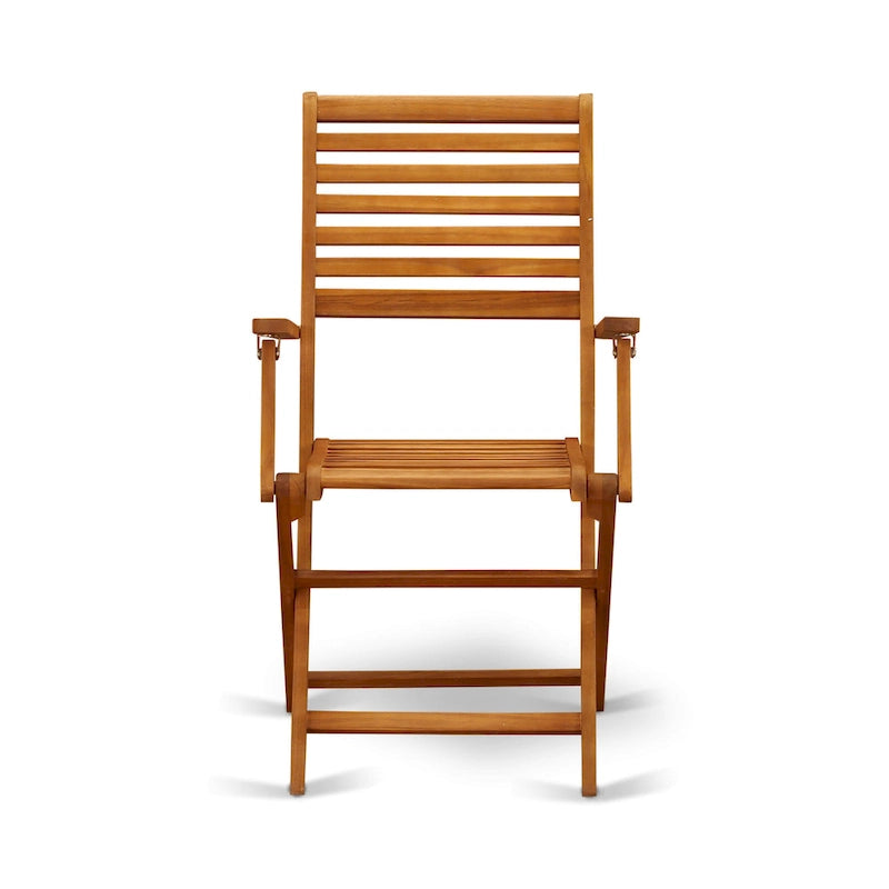 3-Piece Foldable Acacia Wood Bistro Set Natural Oil 2 Armchairs 1 Table