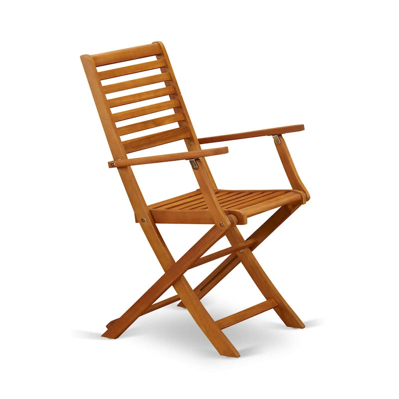 3-Piece Foldable Acacia Wood Bistro Set Natural Oil 2 Armchairs 1 Table