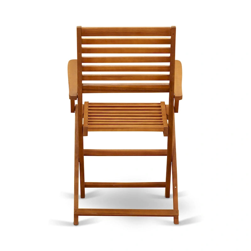 3-Piece Foldable Acacia Wood Bistro Set Natural Oil 2 Armchairs 1 Table