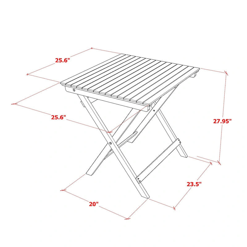 3-Piece Foldable Acacia Wood Bistro Set Natural Oil 2 Armchairs 1 Table