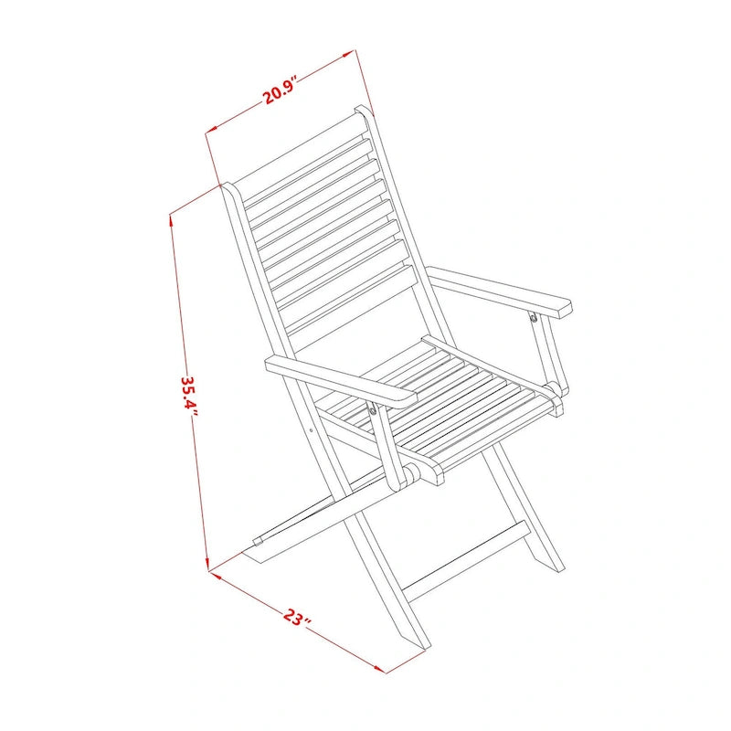 3-Piece Foldable Acacia Wood Bistro Set Natural Oil 2 Armchairs 1 Table