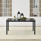 Rectangular Steel Outdoor Dining Table Oil-Rubbed Bronze with Umbrella Hole