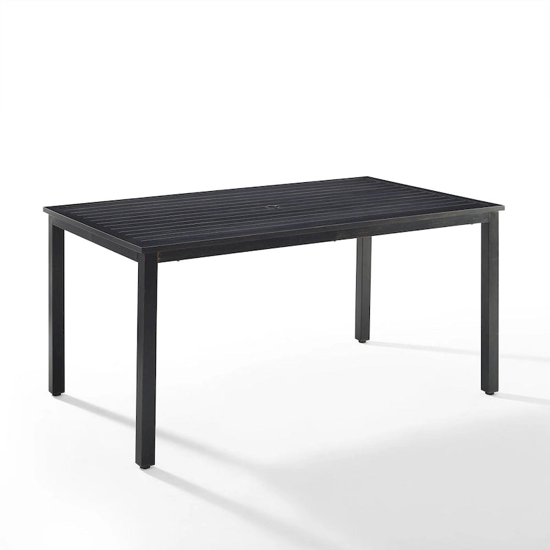 Rectangular Steel Outdoor Dining Table Oil-Rubbed Bronze with Umbrella Hole