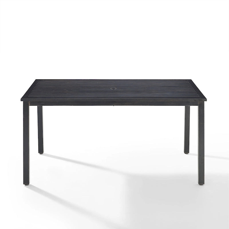 Rectangular Steel Outdoor Dining Table Oil-Rubbed Bronze with Umbrella Hole