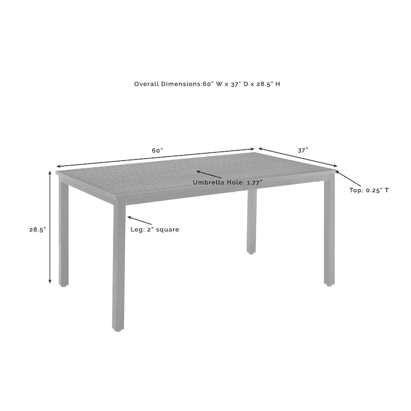 Rectangular Steel Outdoor Dining Table Oil-Rubbed Bronze with Umbrella Hole
