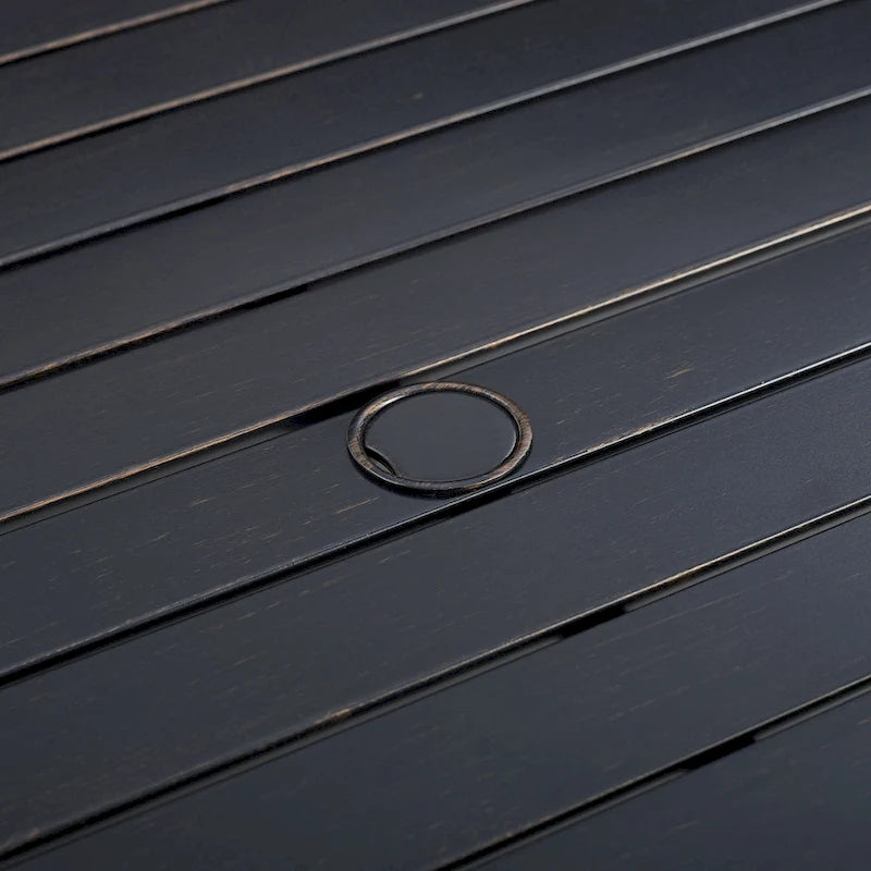 Rectangular Steel Outdoor Dining Table Oil-Rubbed Bronze with Umbrella Hole