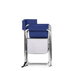 Folding Sports Chair Navy Blue with Side Table Aluminum Frame Padded Armrests