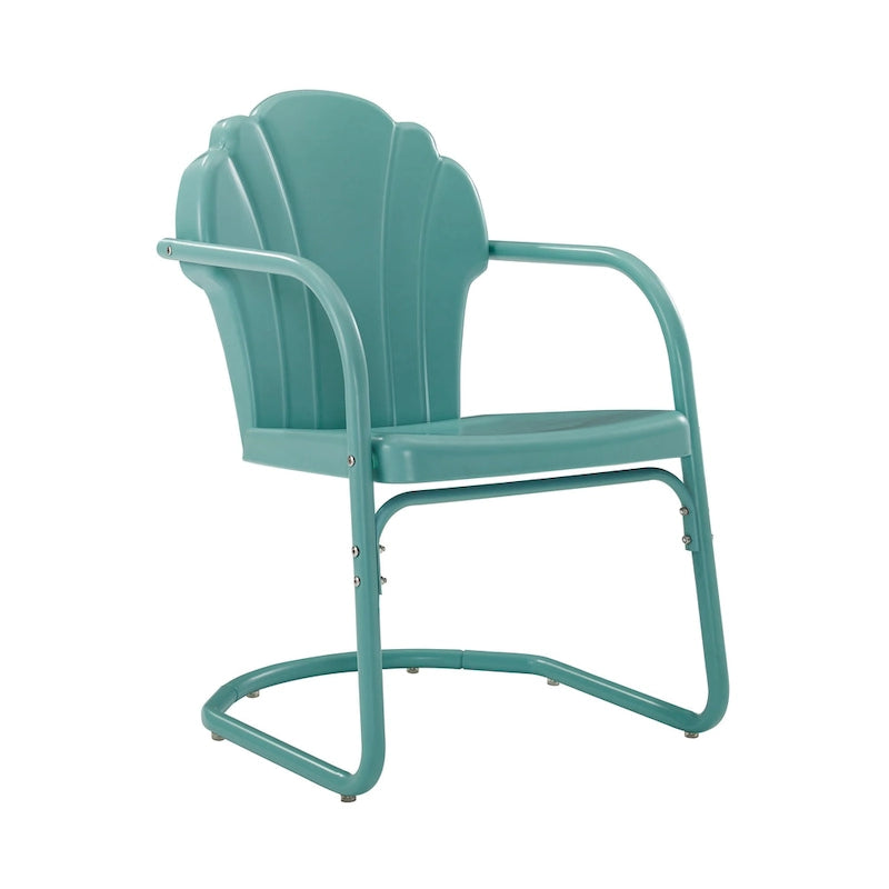 2-Piece Metal Armchair Set Scalloped Design Retro Style UV and Rust Resistant