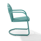 2-Piece Metal Armchair Set Scalloped Design Retro Style UV and Rust Resistant