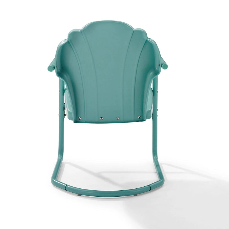 2-Piece Metal Armchair Set Scalloped Design Retro Style UV and Rust Resistant