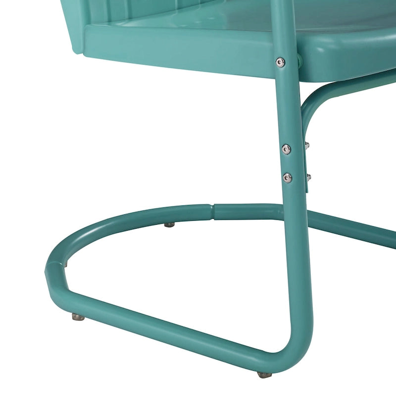 2-Piece Metal Armchair Set Scalloped Design Retro Style UV and Rust Resistant