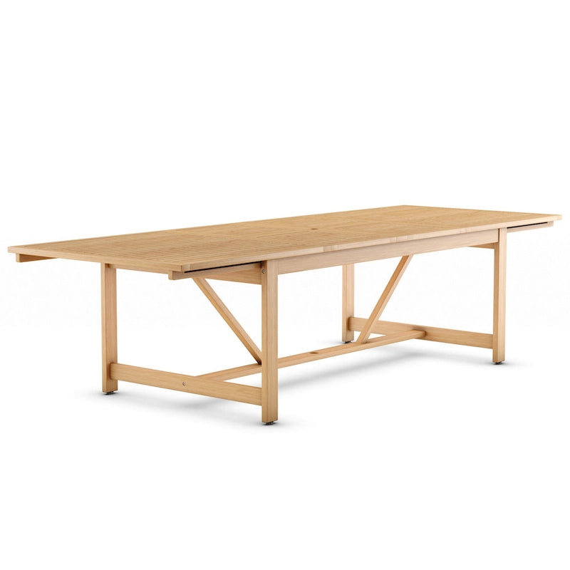 11-Piece Extendable Eucalyptus Wood Dining Set for 10 People 10 Chairs 1 Table