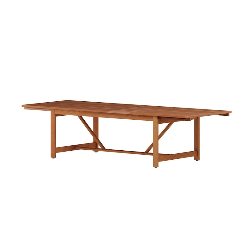 11-Piece Extendable Eucalyptus Wood Dining Set for 10 People 10 Chairs 1 Table