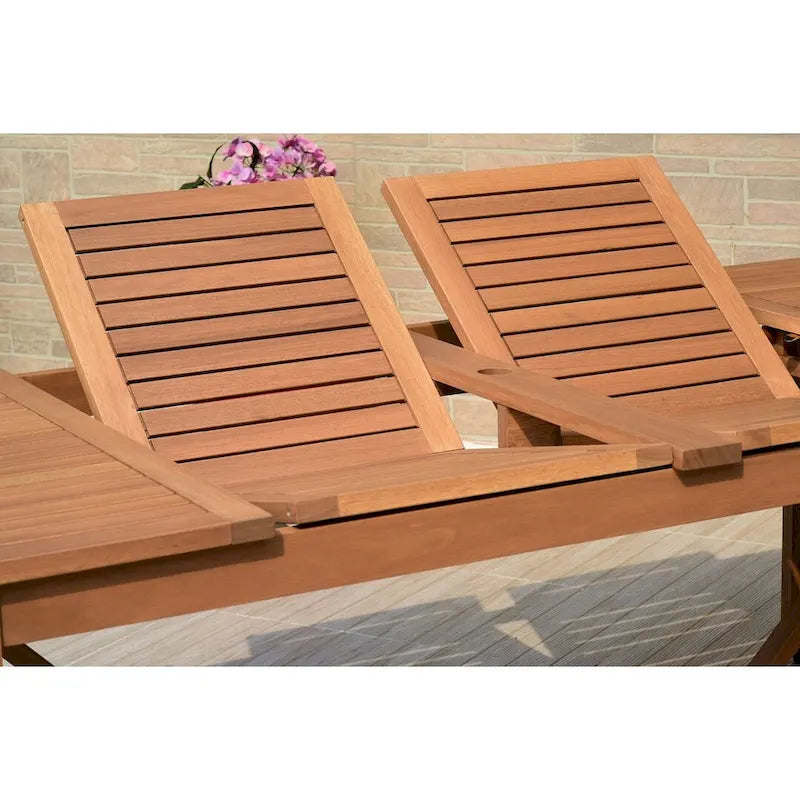 11-Piece Extendable Eucalyptus Wood Dining Set for 10 People 10 Chairs 1 Table