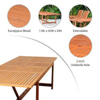 11-Piece Extendable Eucalyptus Wood Dining Set for 10 People 10 Chairs 1 Table