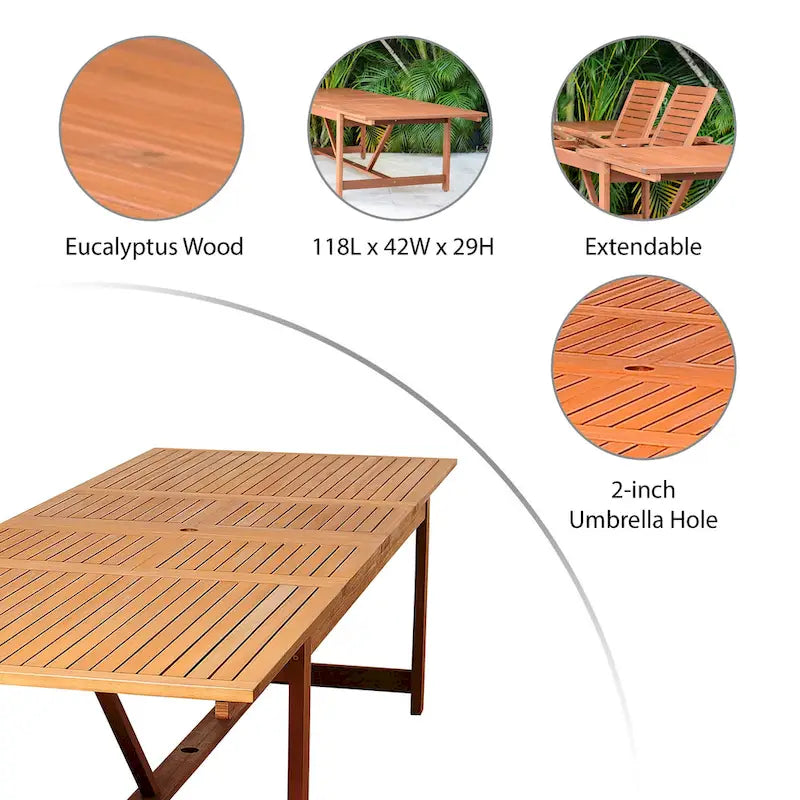 11-Piece Extendable Eucalyptus Wood Dining Set for 10 People 10 Chairs 1 Table