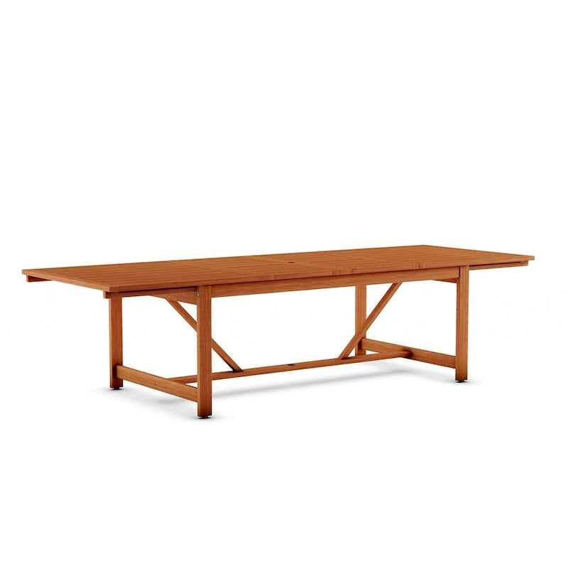 11-Piece Extendable Eucalyptus Wood Dining Set for 10 People 10 Chairs 1 Table