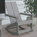 Modern 2-Slat Adirondack Poly Resin Rocking Chair for Indoor/Outdoor Use
