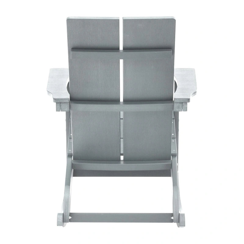 Modern 2-Slat Adirondack Poly Resin Rocking Chair for Indoor/Outdoor Use