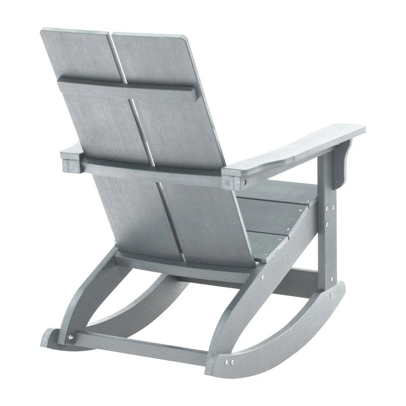 Modern 2-Slat Adirondack Poly Resin Rocking Chair for Indoor/Outdoor Use