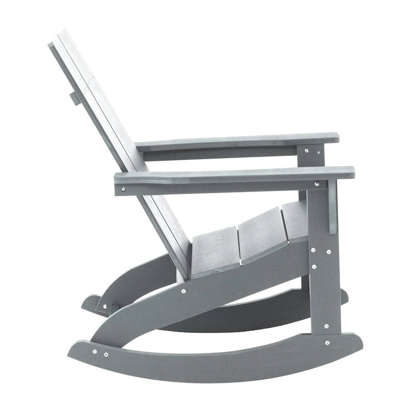 Modern 2-Slat Adirondack Poly Resin Rocking Chair for Indoor/Outdoor Use