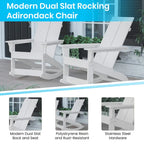 Modern 2-Slat Adirondack Poly Resin Rocking Chair for Indoor/Outdoor Use