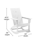 Modern 2-Slat Adirondack Poly Resin Rocking Chair for Indoor/Outdoor Use