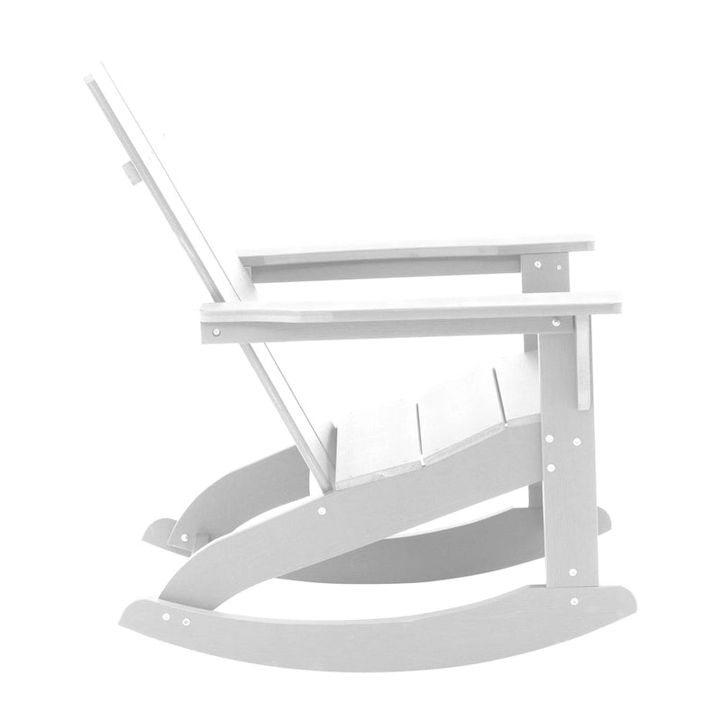 Modern 2-Slat Adirondack Poly Resin Rocking Chair for Indoor/Outdoor Use