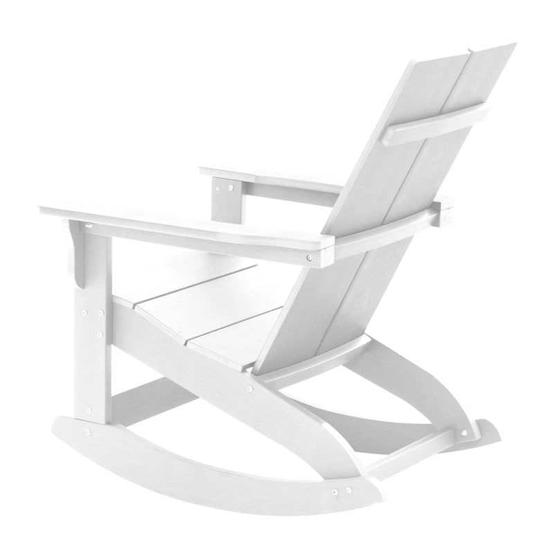 Modern 2-Slat Adirondack Poly Resin Rocking Chair for Indoor/Outdoor Use