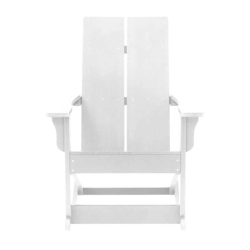 Modern 2-Slat Adirondack Poly Resin Rocking Chair for Indoor/Outdoor Use