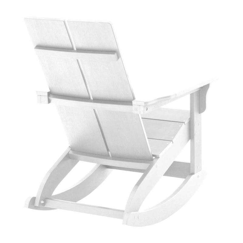 Modern 2-Slat Adirondack Poly Resin Rocking Chair for Indoor/Outdoor Use