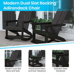 Modern 2-Slat Adirondack Poly Resin Rocking Chair for Indoor/Outdoor Use