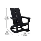 Modern 2-Slat Adirondack Poly Resin Rocking Chair for Indoor/Outdoor Use