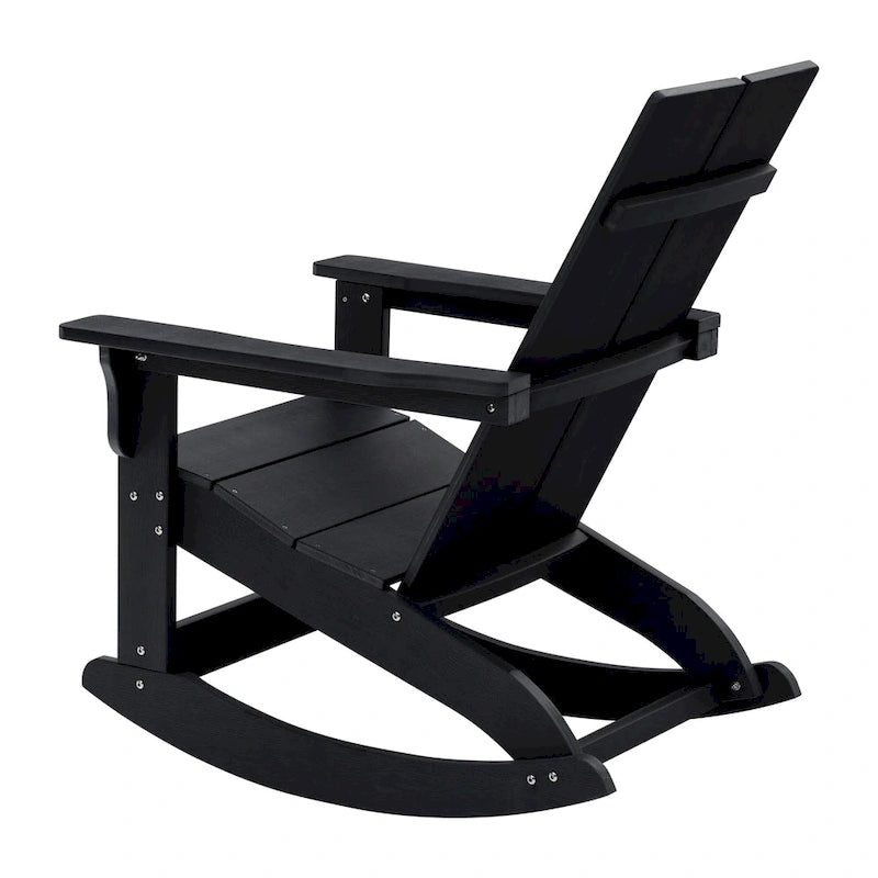 Modern 2-Slat Adirondack Poly Resin Rocking Chair for Indoor/Outdoor Use