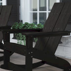 Modern 2-Slat Adirondack Poly Resin Rocking Chair for Indoor/Outdoor Use