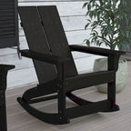 Modern 2-Slat Adirondack Poly Resin Rocking Chair for Indoor/Outdoor Use