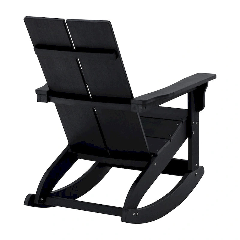 Modern 2-Slat Adirondack Poly Resin Rocking Chair for Indoor/Outdoor Use