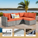 8-Piece PE Wicker Sectional Set for 5 People with Fire Pit Table and Swivel Rocker