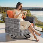 8-Piece PE Wicker Sectional Set for 5 People with Fire Pit Table and Swivel Rocker