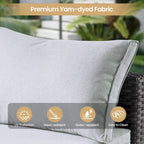8-Piece PE Wicker Sectional Set for 5 People with Fire Pit Table and Swivel Rocker