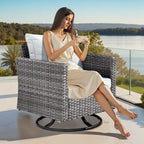 8-Piece PE Wicker Sectional Set for 5 People with Fire Pit Table and Swivel Rocker