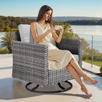 8-Piece PE Wicker Sectional Set for 5 People with Fire Pit Table and Swivel Rocker