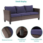 8-Piece PE Rattan Conversation Set Brown 3-Seat Sofa 2 Swivel Rockers 2 Chairs 2 Ottomans 1 Table